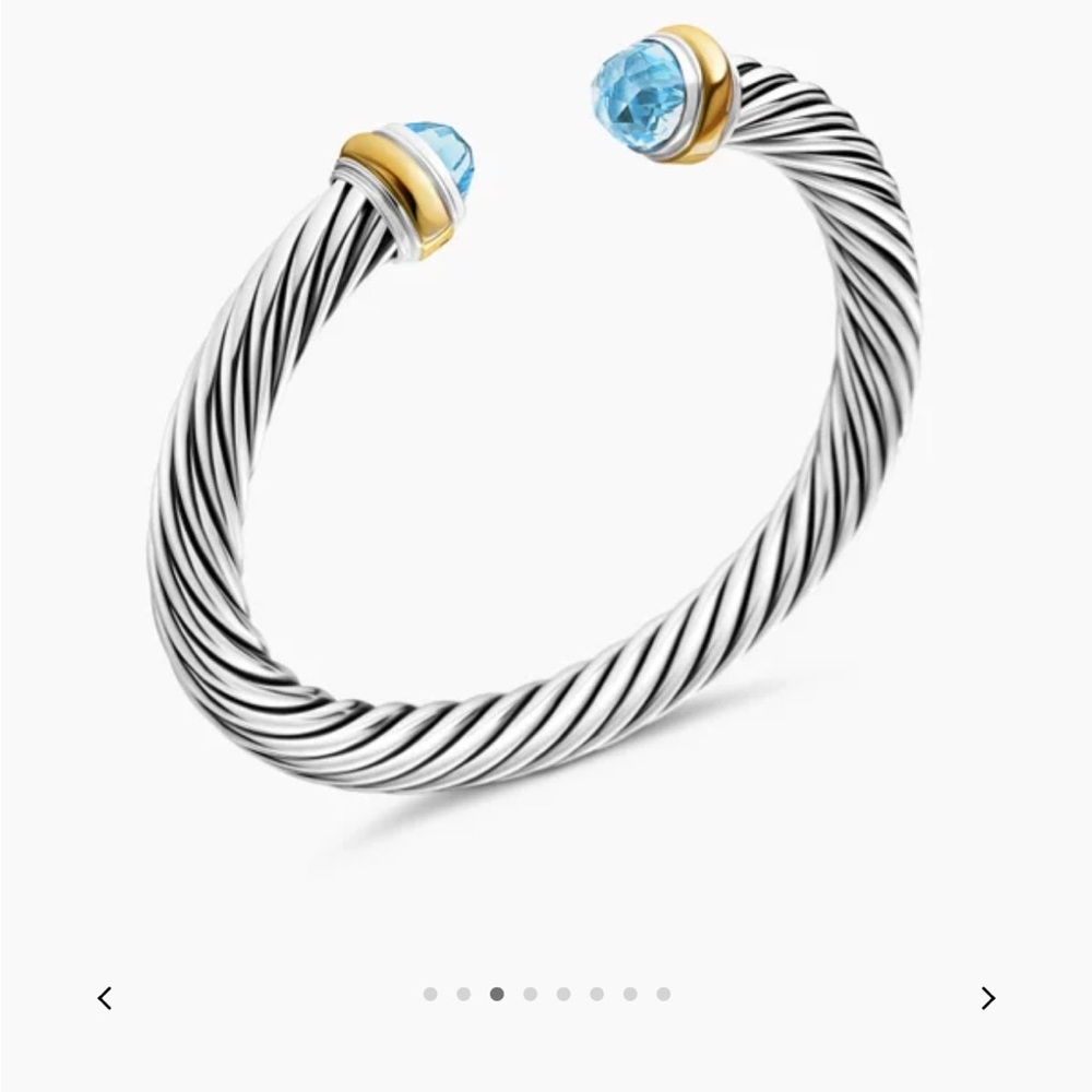 David Yurman Silver Bracelet with Gold and Blue Accents